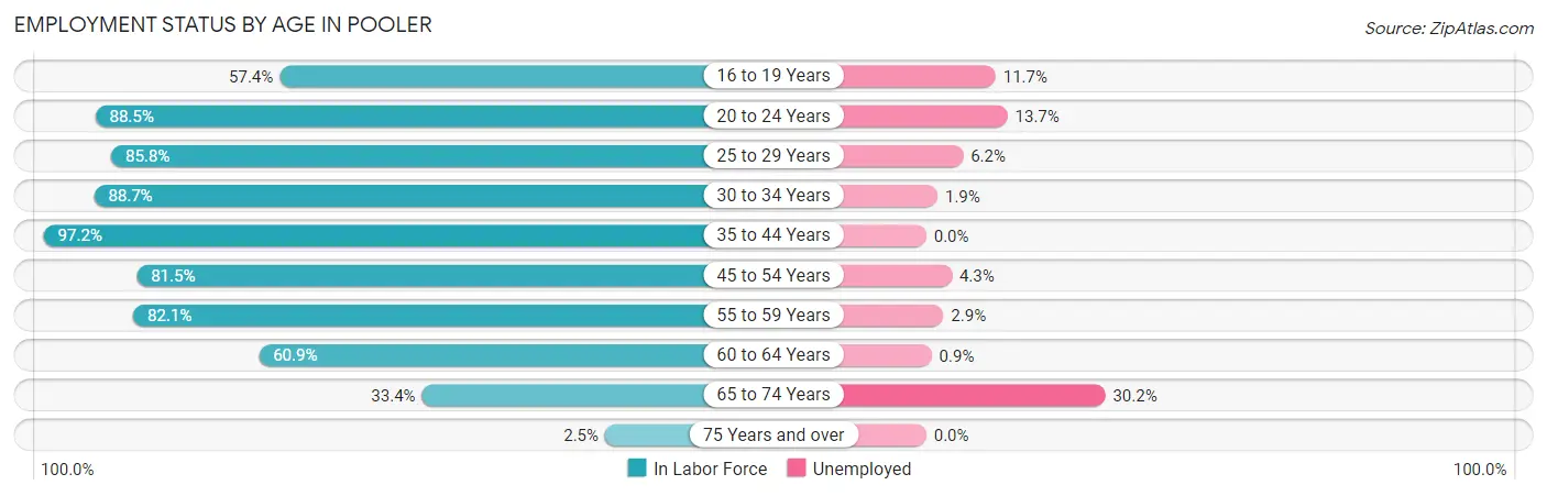 Employment Status by Age in Pooler