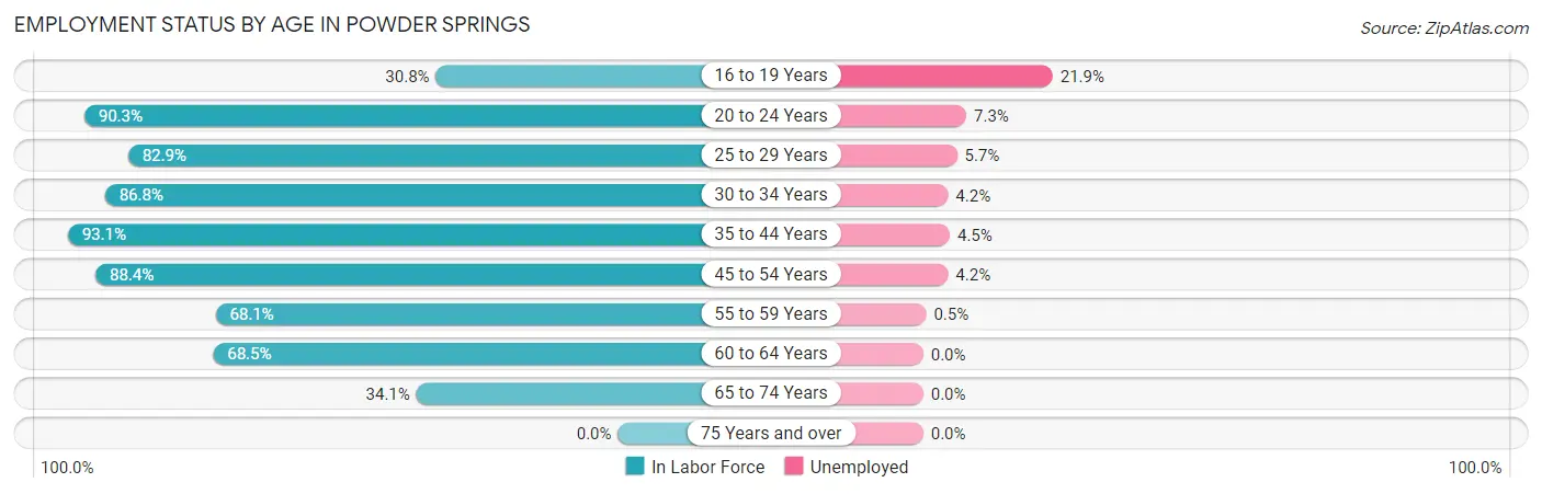 Employment Status by Age in Powder Springs