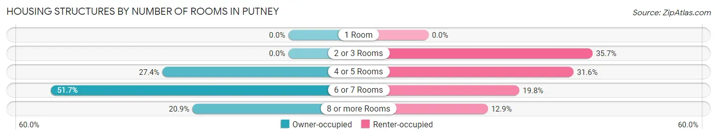 Housing Structures by Number of Rooms in Putney