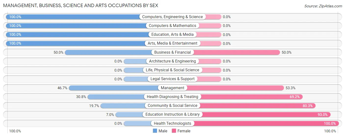 Management, Business, Science and Arts Occupations by Sex in Ray City