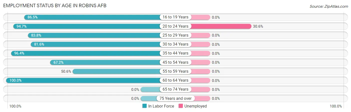 Employment Status by Age in Robins AFB