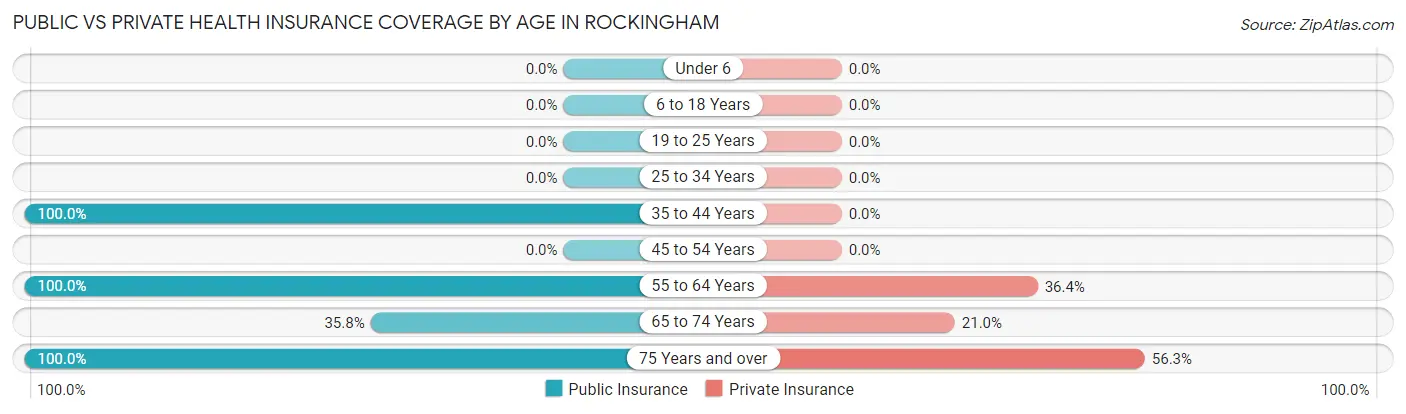 Public vs Private Health Insurance Coverage by Age in Rockingham