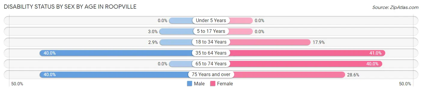 Disability Status by Sex by Age in Roopville