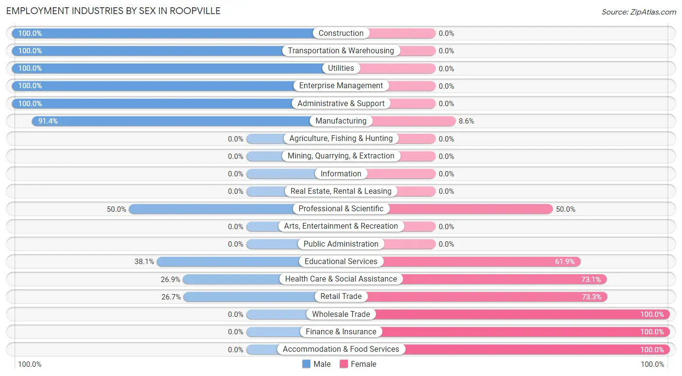 Employment Industries by Sex in Roopville