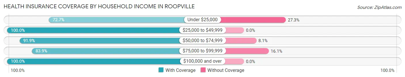 Health Insurance Coverage by Household Income in Roopville
