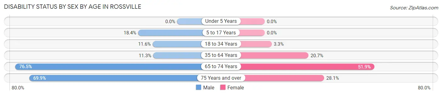Disability Status by Sex by Age in Rossville