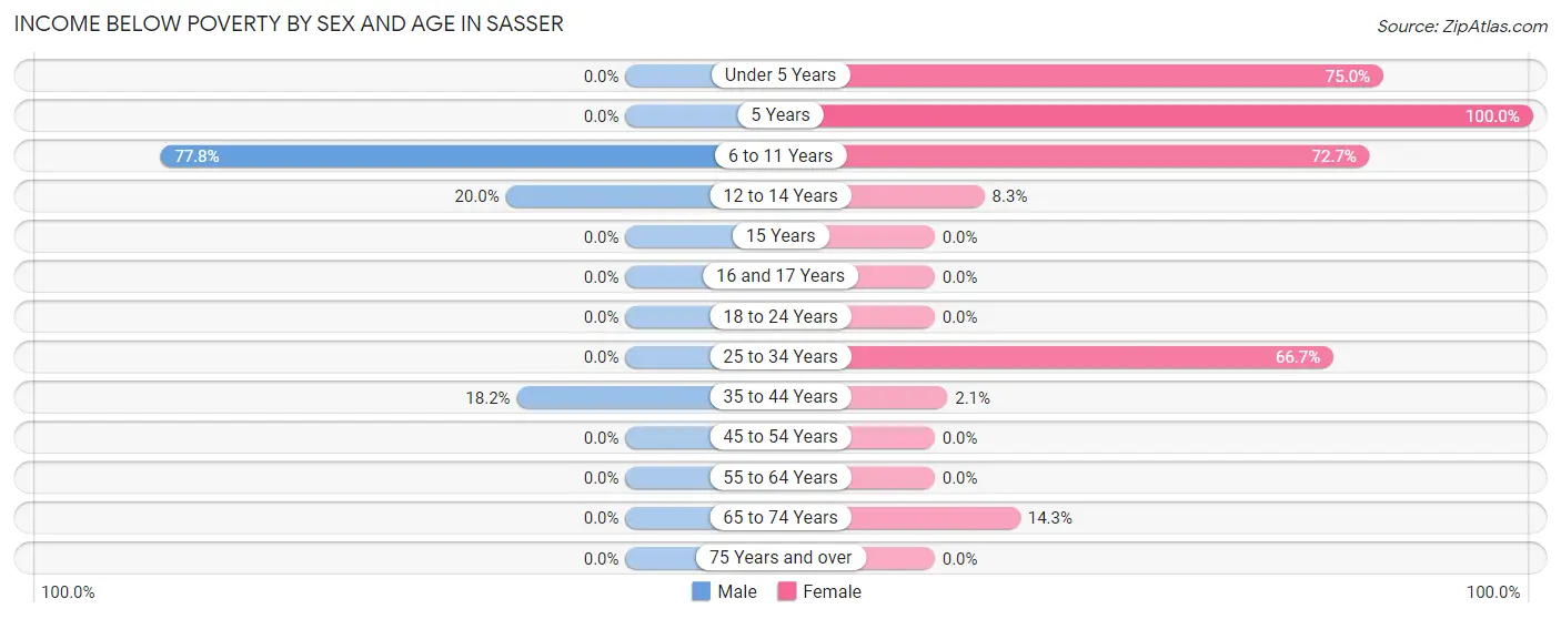 Income Below Poverty by Sex and Age in Sasser