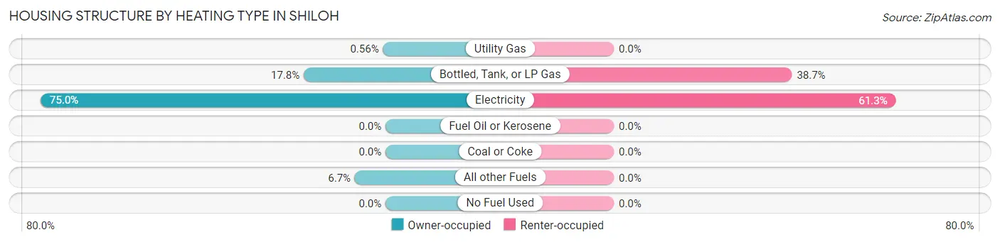 Housing Structure by Heating Type in Shiloh