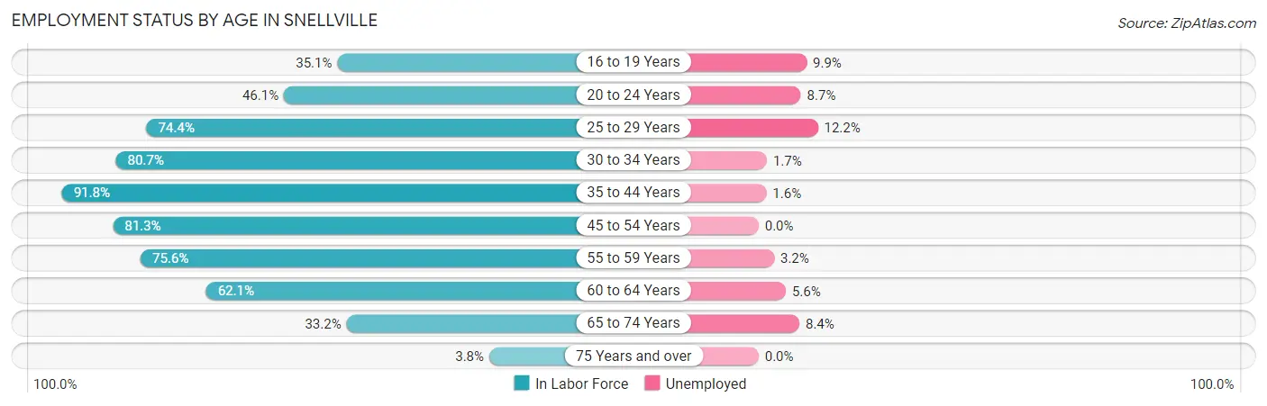 Employment Status by Age in Snellville