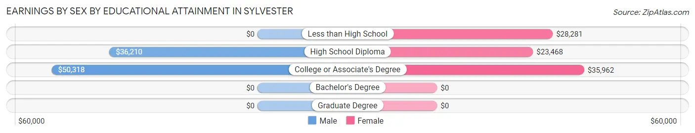 Earnings by Sex by Educational Attainment in Sylvester