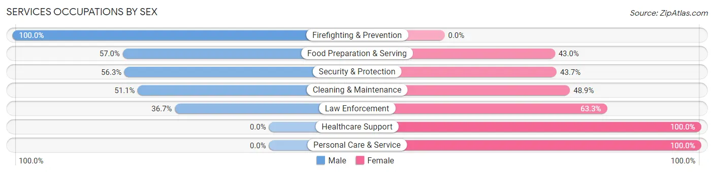 Services Occupations by Sex in Thomson