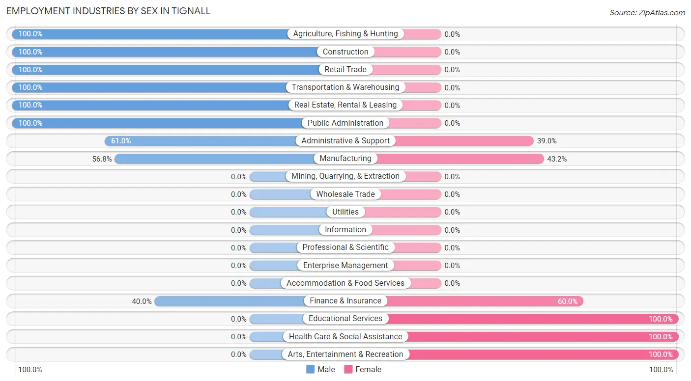 Employment Industries by Sex in Tignall