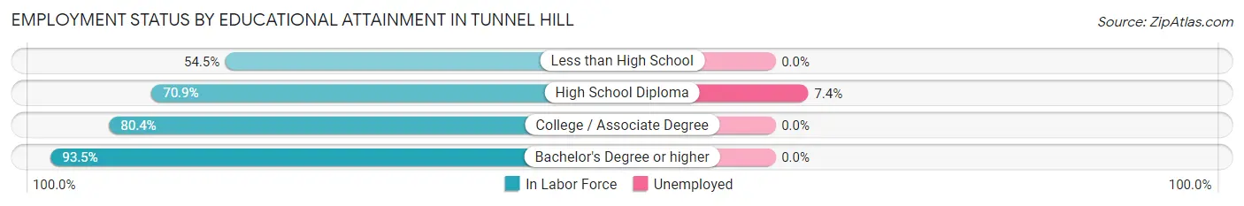 Employment Status by Educational Attainment in Tunnel Hill
