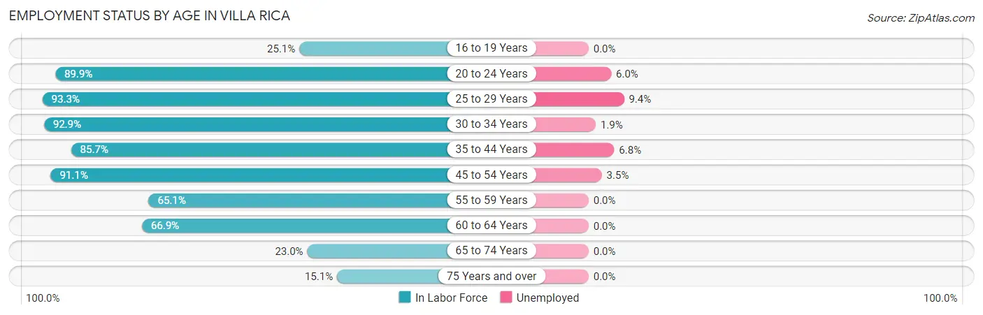 Employment Status by Age in Villa Rica