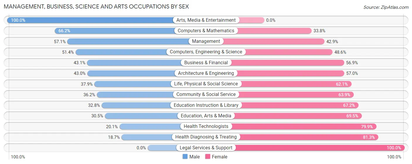 Management, Business, Science and Arts Occupations by Sex in Villa Rica