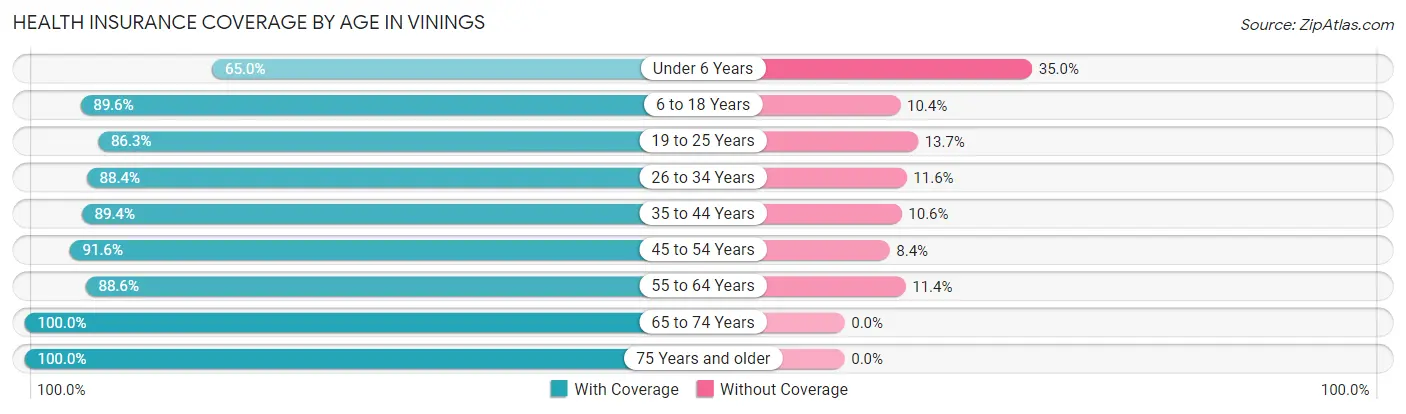 Health Insurance Coverage by Age in Vinings