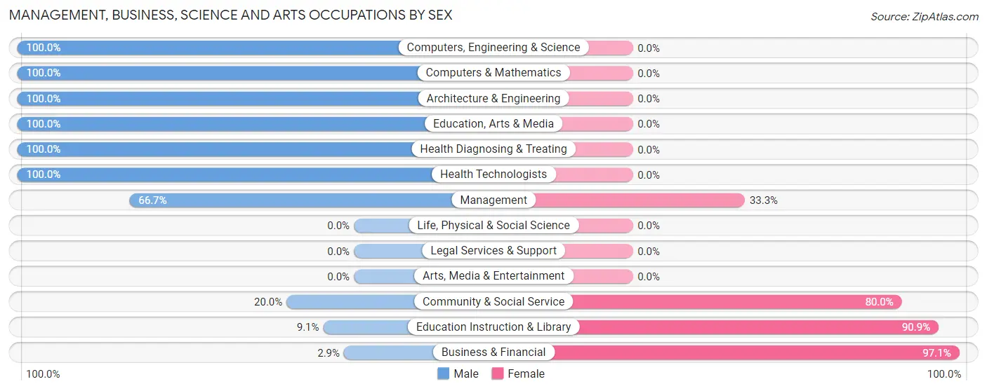 Management, Business, Science and Arts Occupations by Sex in Waleska