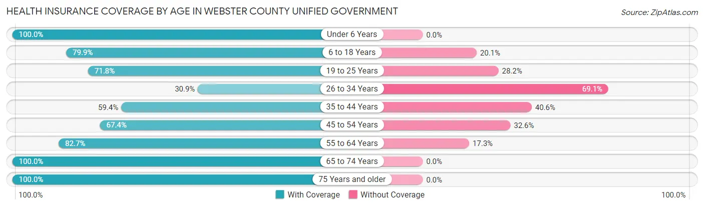 Health Insurance Coverage by Age in Webster County unified government