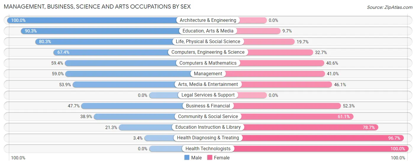 Management, Business, Science and Arts Occupations by Sex in Winder