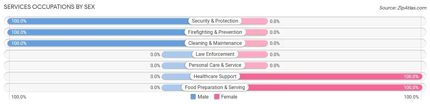 Services Occupations by Sex in Woodville