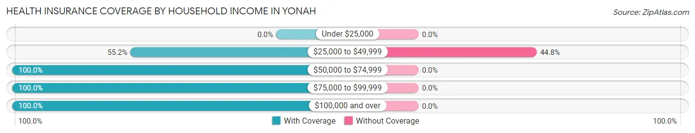 Health Insurance Coverage by Household Income in Yonah