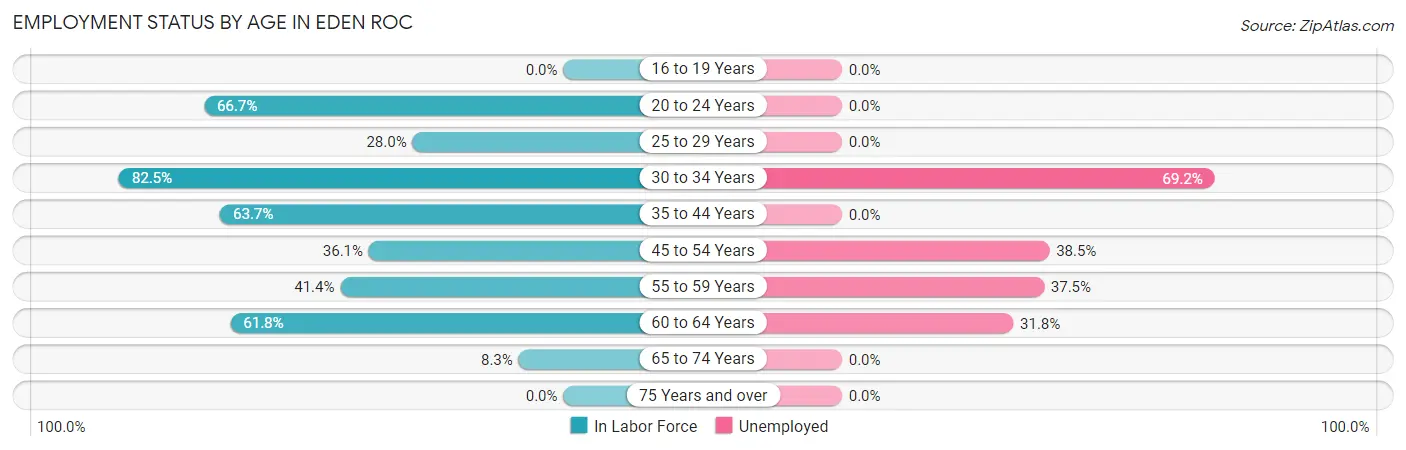 Employment Status by Age in Eden Roc