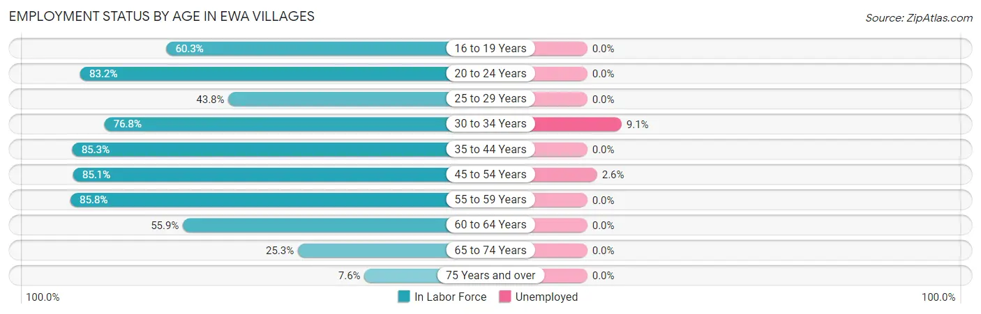 Employment Status by Age in Ewa Villages