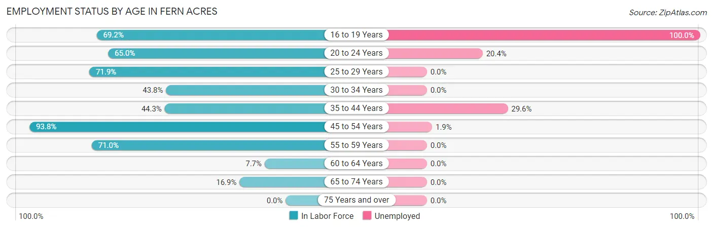 Employment Status by Age in Fern Acres