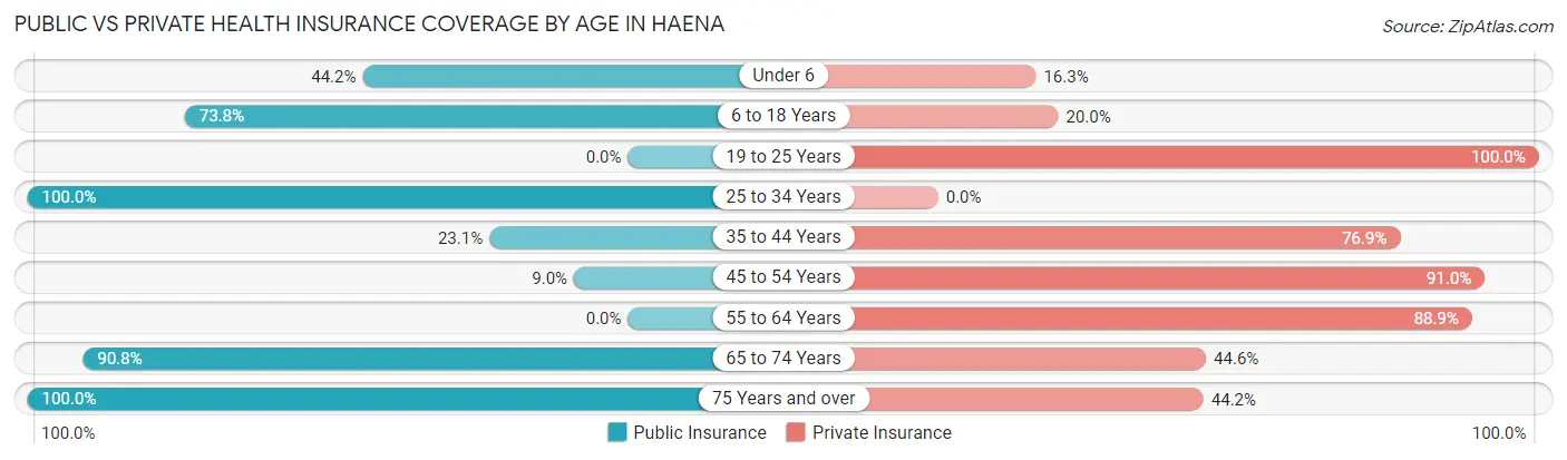 Public vs Private Health Insurance Coverage by Age in Haena