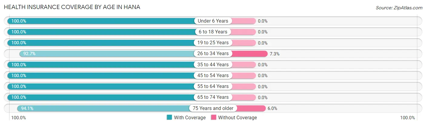 Health Insurance Coverage by Age in Hana
