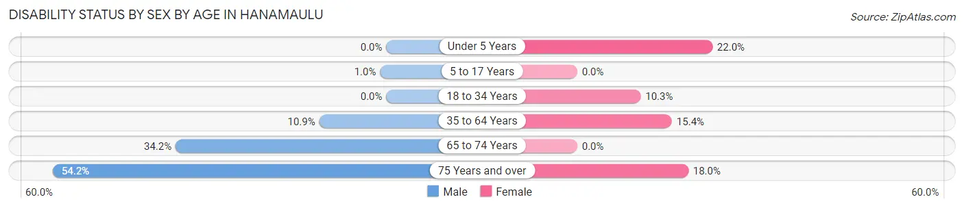 Disability Status by Sex by Age in Hanamaulu