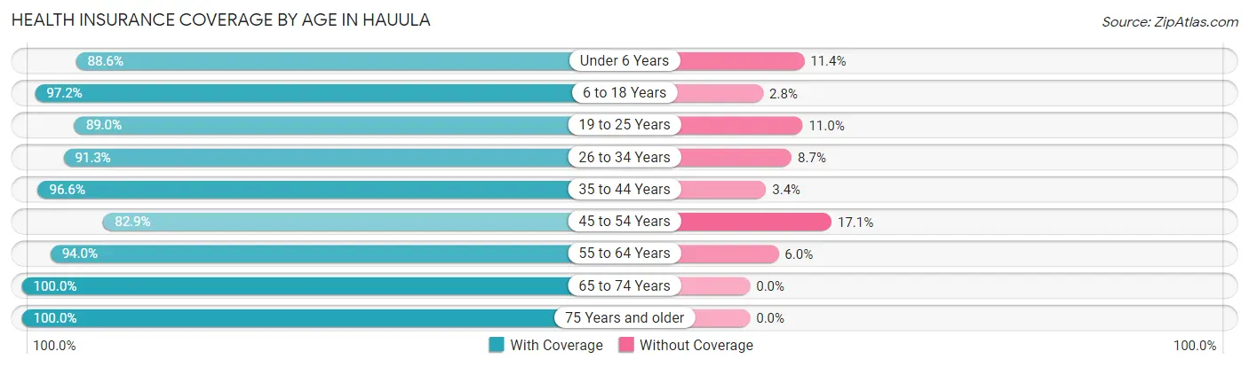 Health Insurance Coverage by Age in Hauula