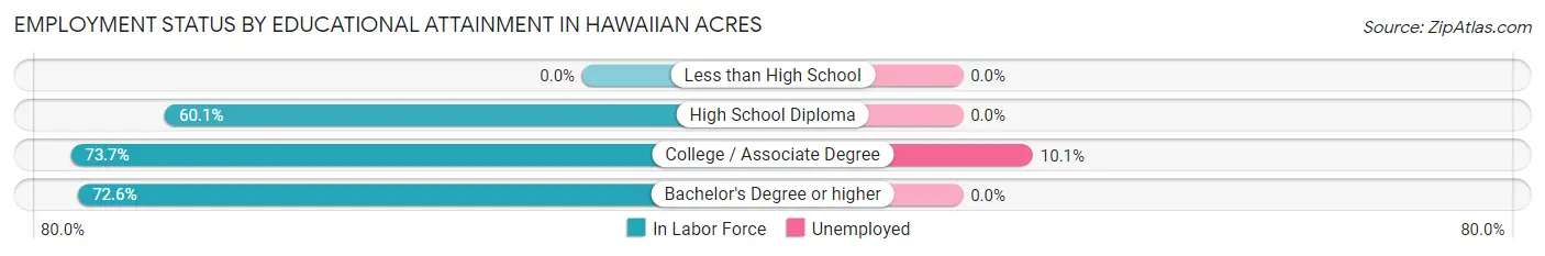 Employment Status by Educational Attainment in Hawaiian Acres