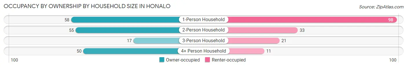 Occupancy by Ownership by Household Size in Honalo