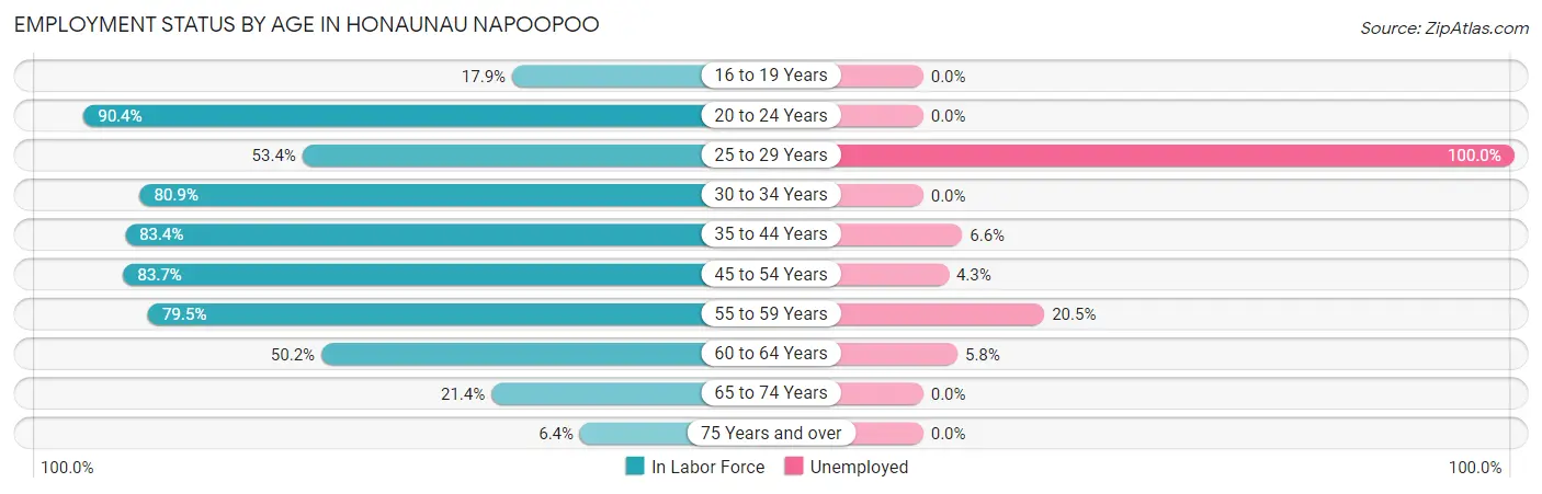 Employment Status by Age in Honaunau Napoopoo