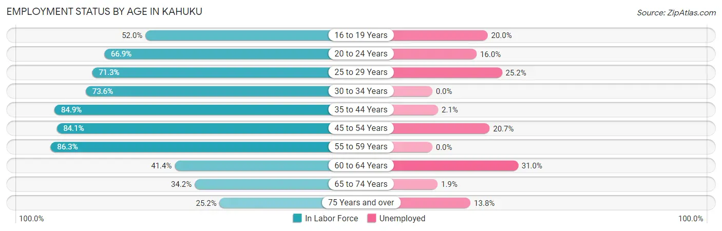 Employment Status by Age in Kahuku