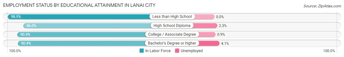 Employment Status by Educational Attainment in Lanai City