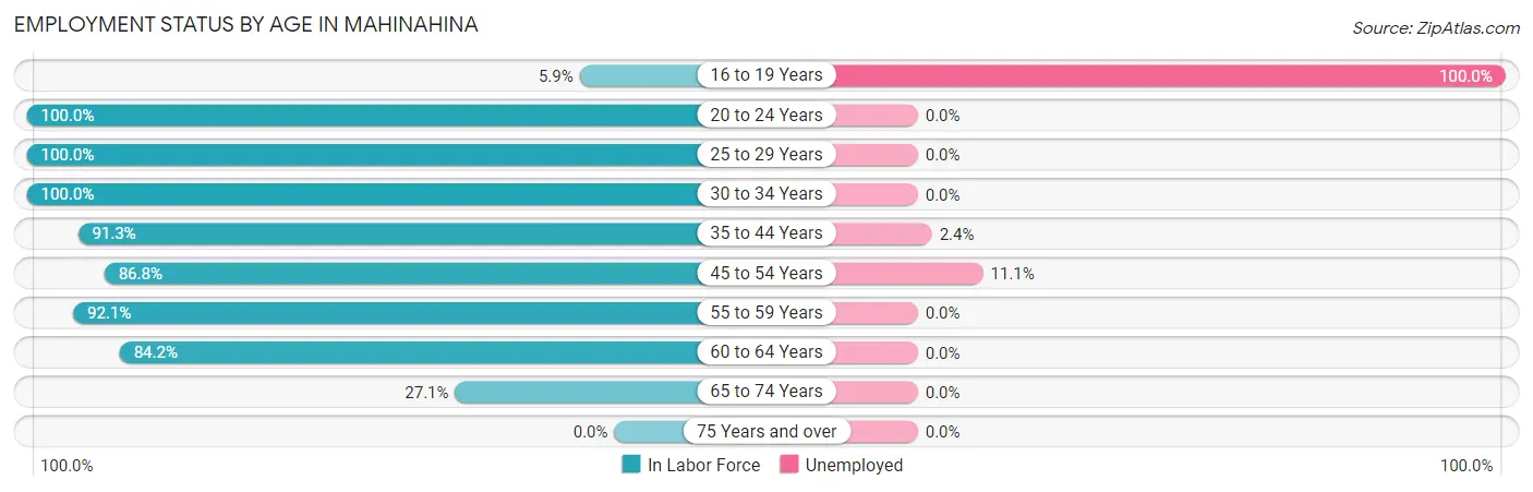 Employment Status by Age in Mahinahina