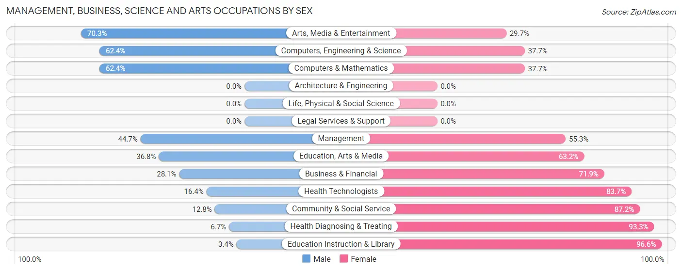 Management, Business, Science and Arts Occupations by Sex in Maili