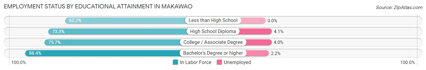 Employment Status by Educational Attainment in Makawao