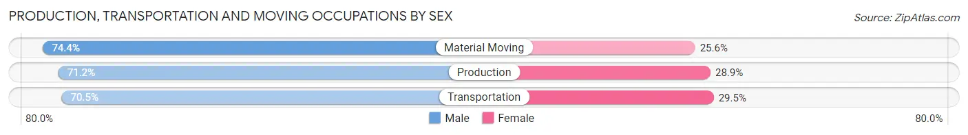 Production, Transportation and Moving Occupations by Sex in Mililani Town