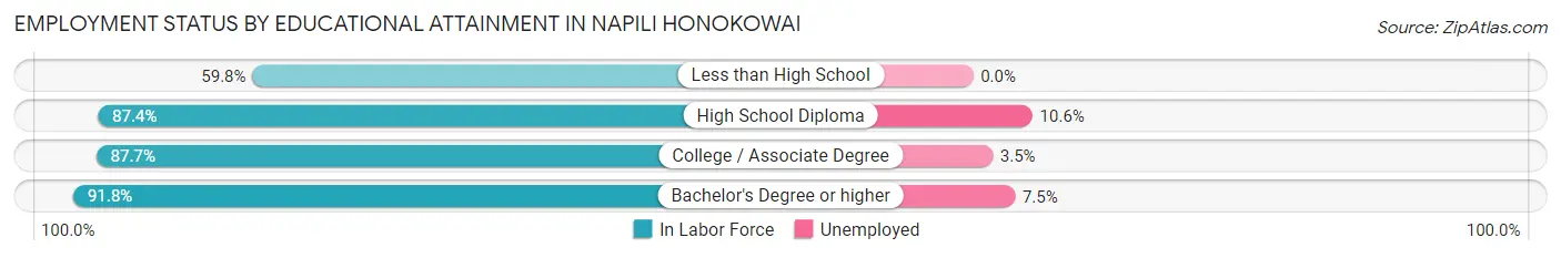 Employment Status by Educational Attainment in Napili Honokowai