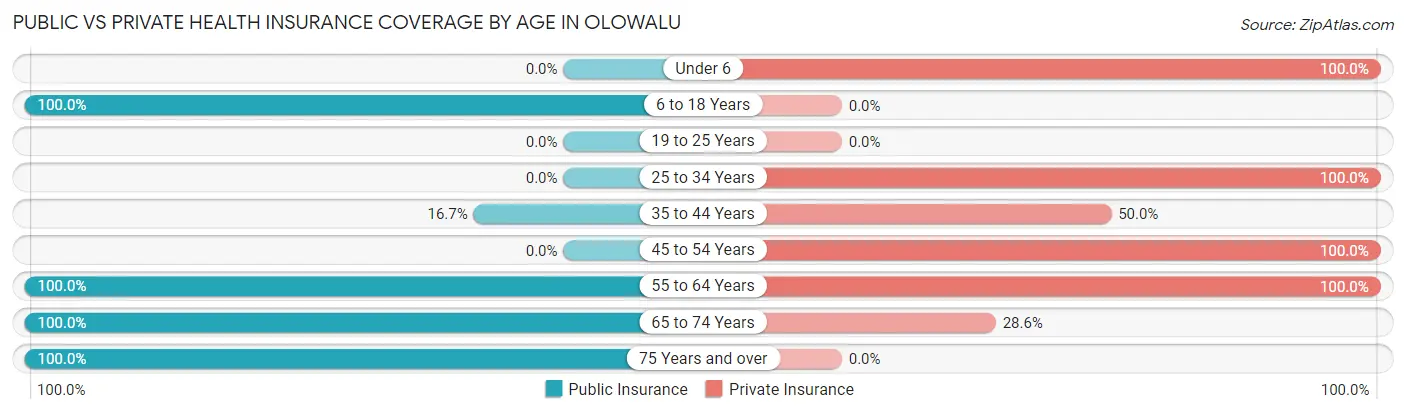 Public vs Private Health Insurance Coverage by Age in Olowalu