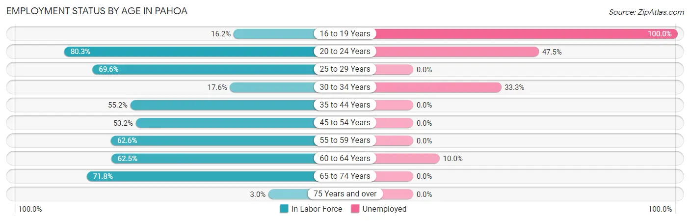 Employment Status by Age in Pahoa