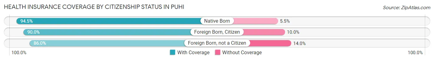 Health Insurance Coverage by Citizenship Status in Puhi