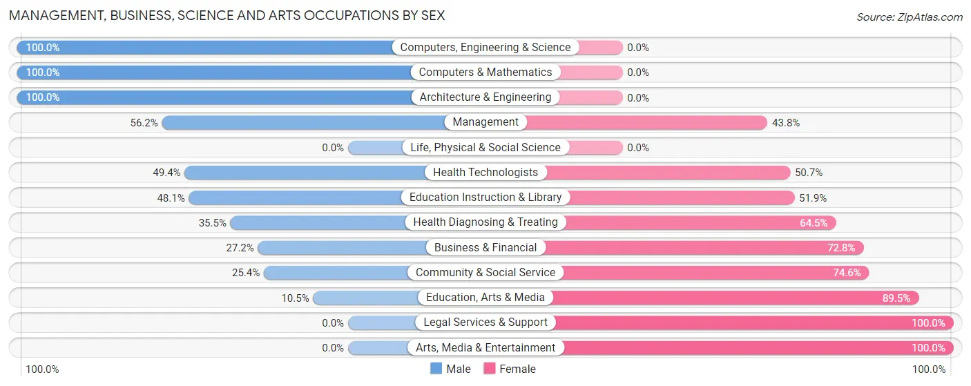 Management, Business, Science and Arts Occupations by Sex in Puhi