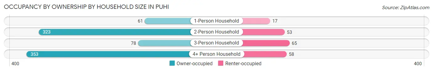 Occupancy by Ownership by Household Size in Puhi