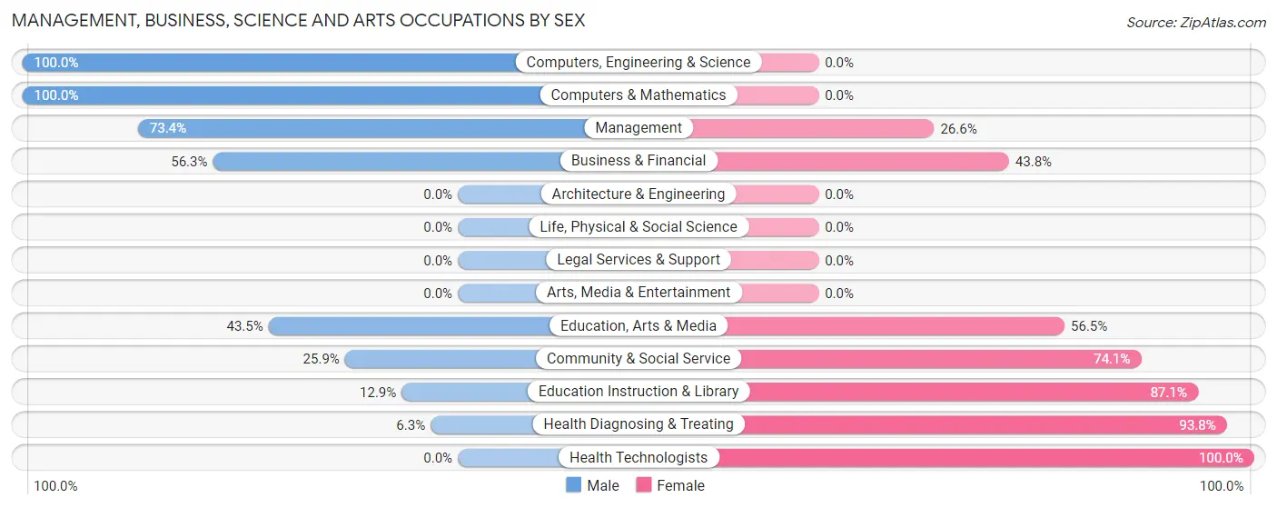 Management, Business, Science and Arts Occupations by Sex in Punaluu