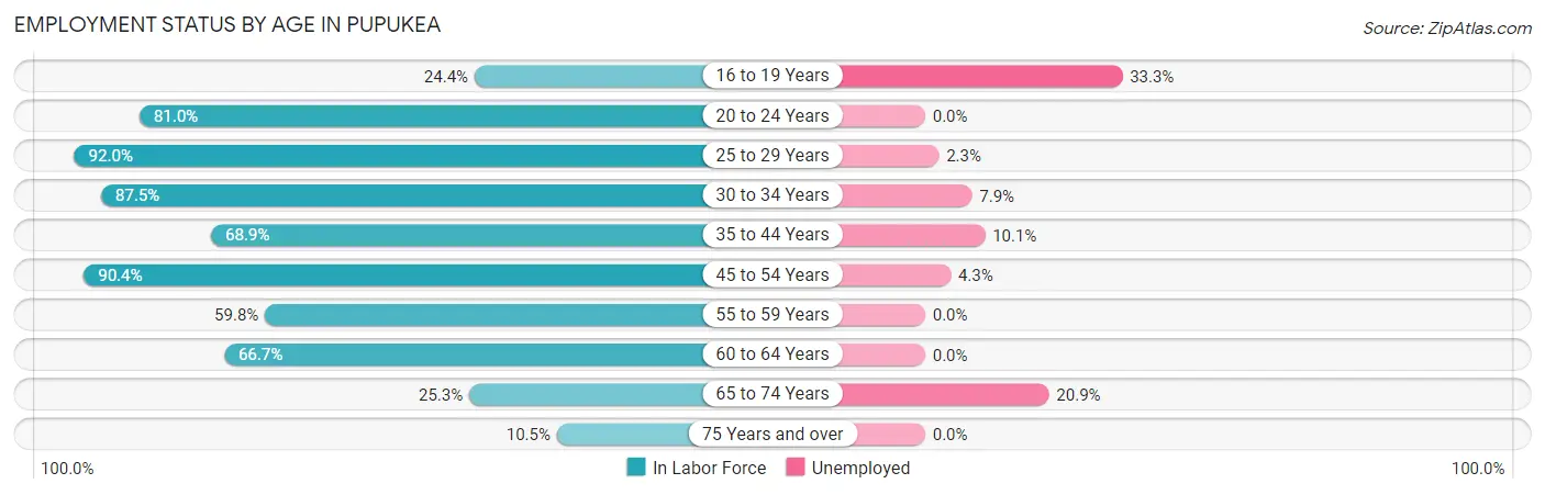 Employment Status by Age in Pupukea