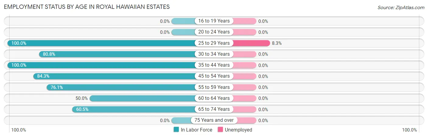 Employment Status by Age in Royal Hawaiian Estates